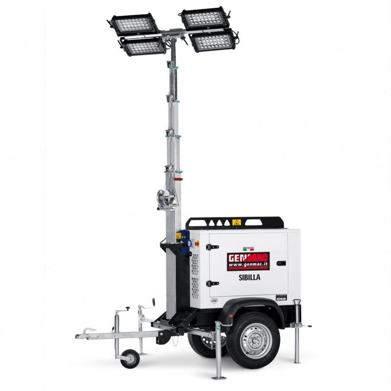 Turn de lumina GENMAC Sibilla TM8K-M5 4x320W LED 166200 lumeni, trailer tractare omologat rutier