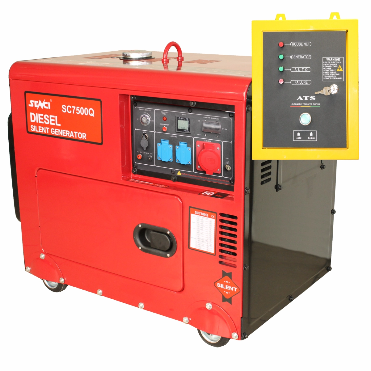 Generator insonorizat SENCI SCD7500Q-3 ATS putere max 4,8 KW/400V, Diesel ATS inclus