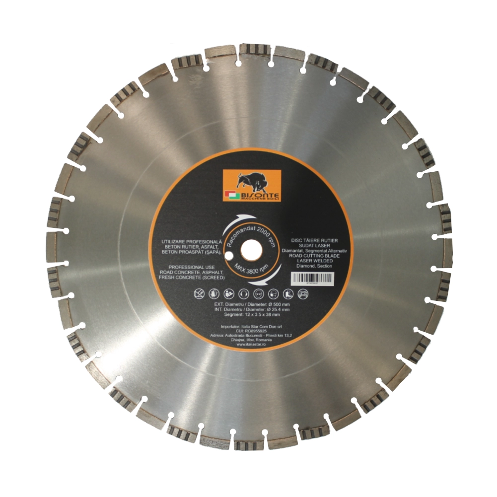 Disc Bisonte diamantat segmentat alternativ, beton rutier, asfalt si beton proaspat (sapa), Ø 400mm